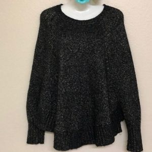 Michael Kors cocoon merino sparkle wool blend round hem sweater black S